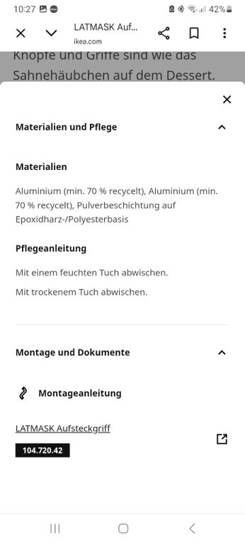 IKEA Latmask-Griffe (4 Stck.) zu verschenken