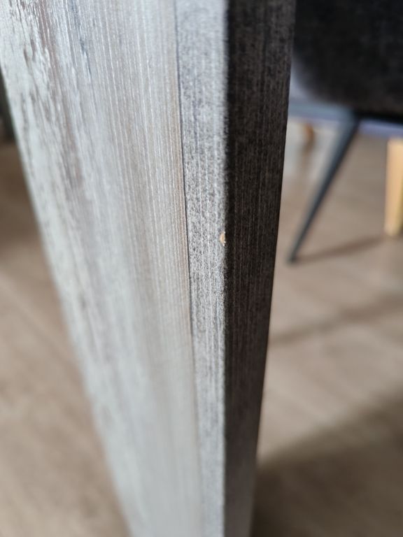 Massivholz-Esstisch mit passender Sitzbank im Shabby-Stil (grau)