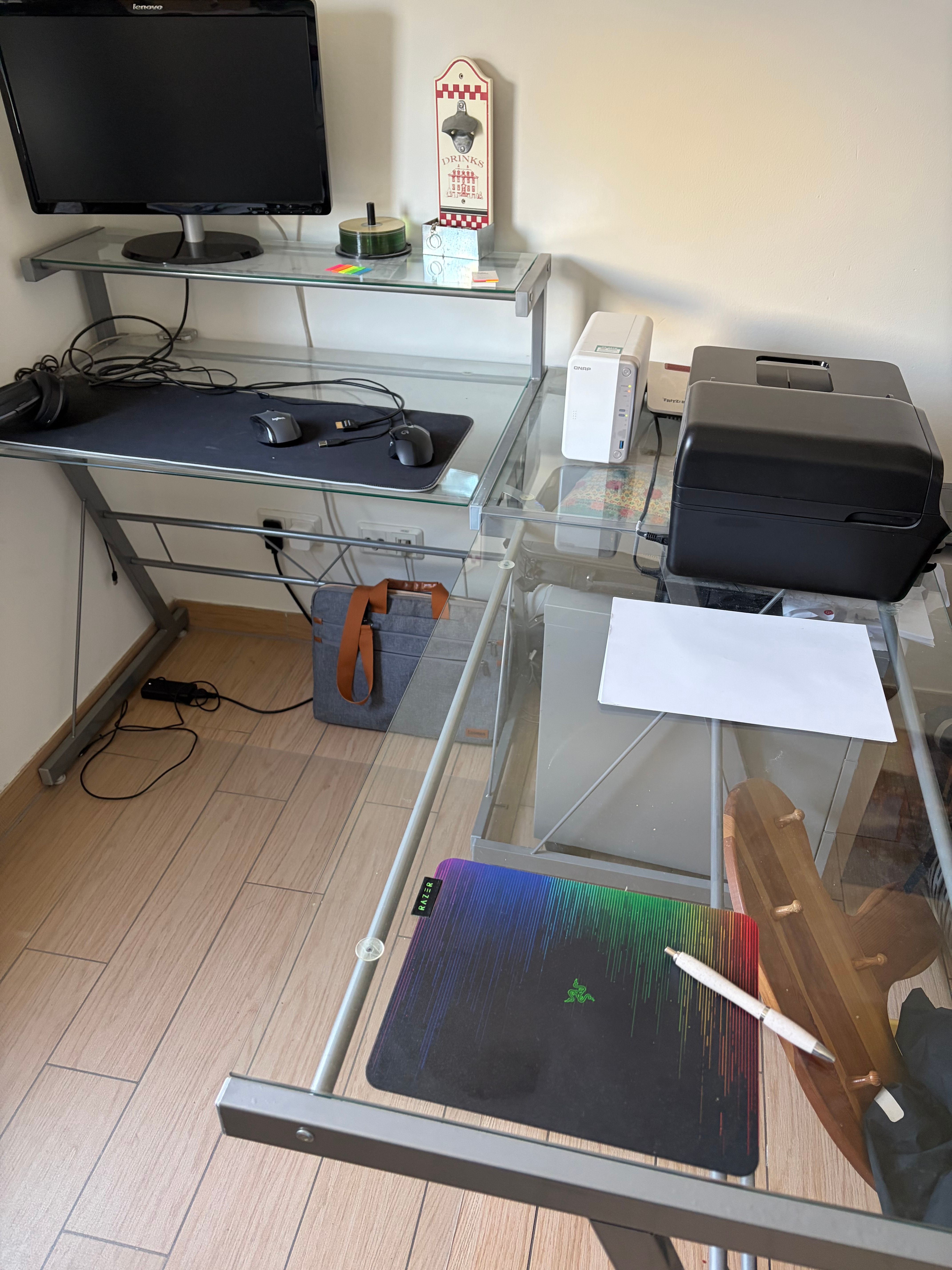 Eckschreibtisch Glas Metall 