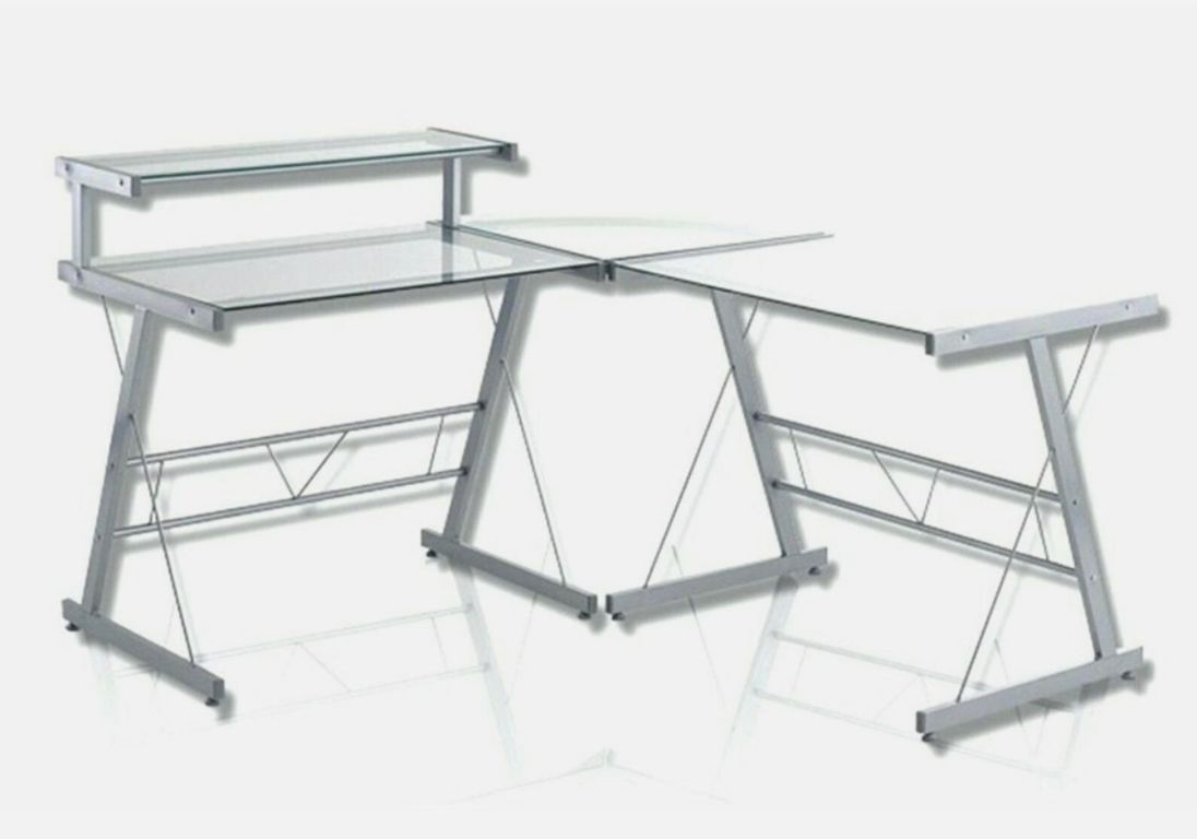 Eckschreibtisch Glas Metall 