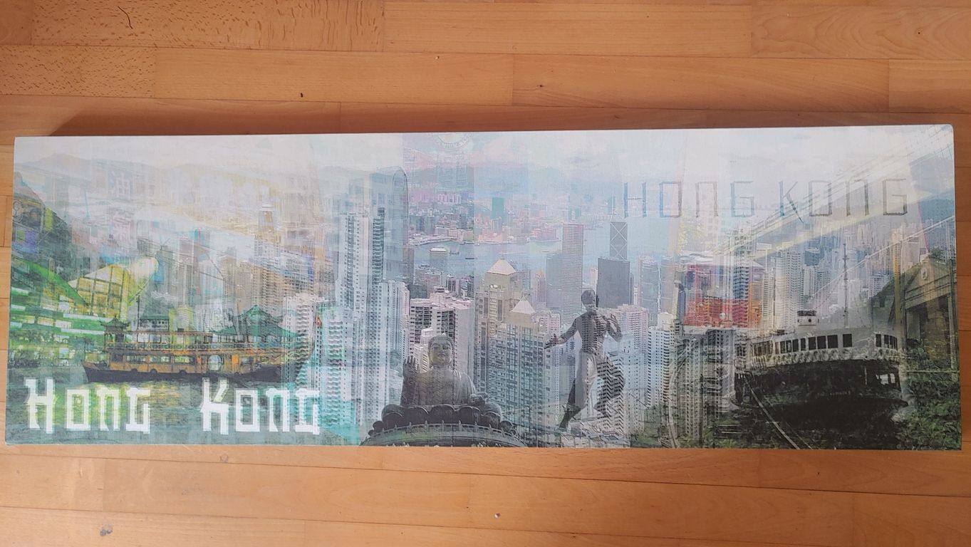 Bild "Hongkong", Holzrahmen, 120x40x4,5