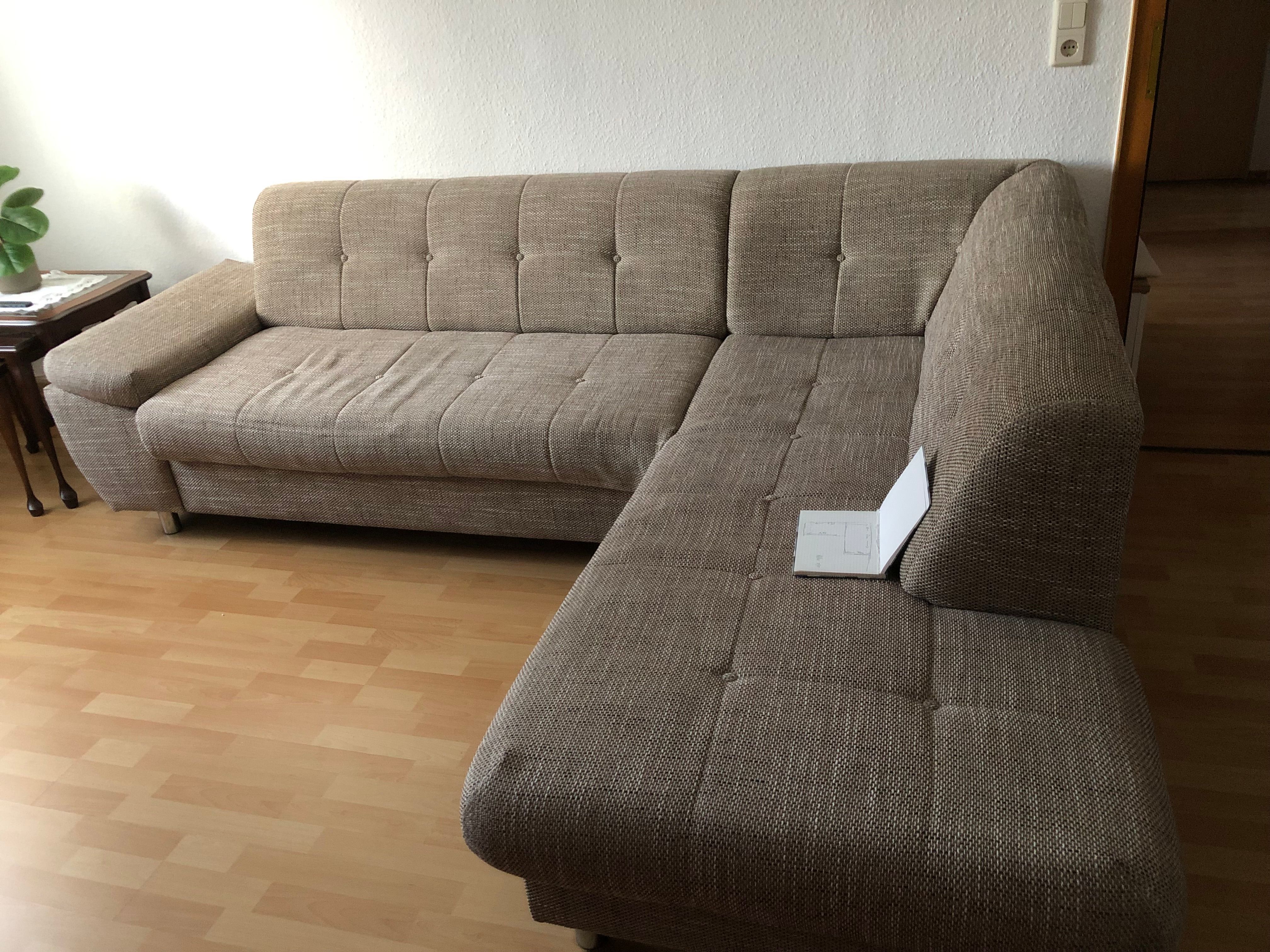 Höffner Ecksofa braun-beige, gut erhalten, 2,55 x 2m, zu verschenken 