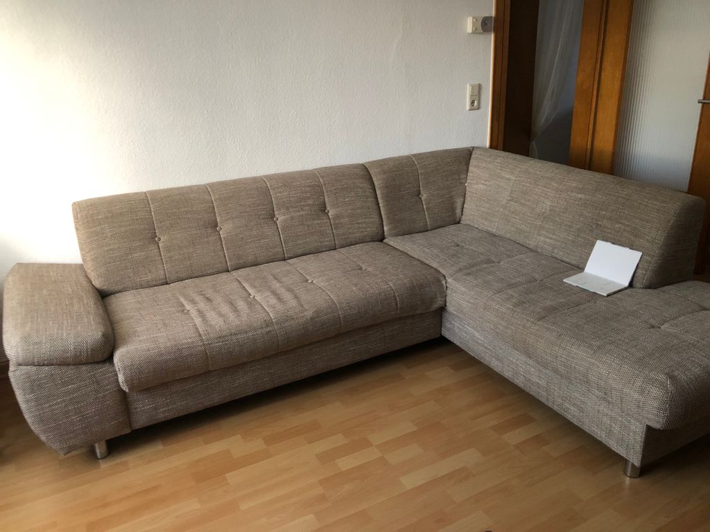 Höffner Ecksofa braun-beige, gut erhalten, 2,55 x 2m, zu verschenken 