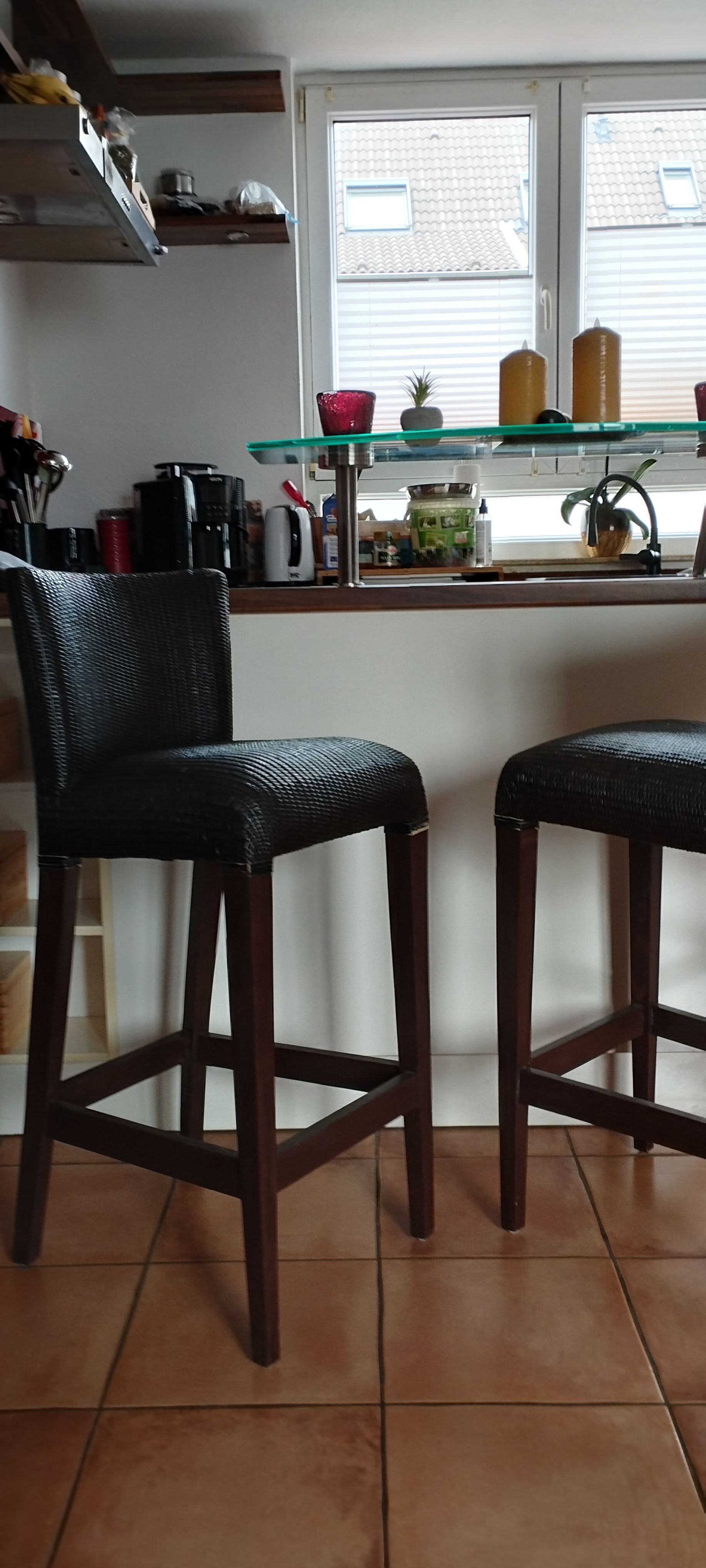 Barhocker Holz Mit Rattan braun
