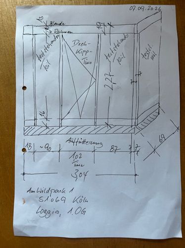 Loggia Fenstersnlage zu verschenken